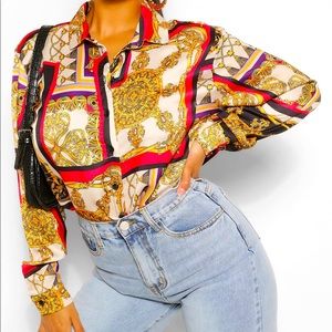 Button up chain blouse